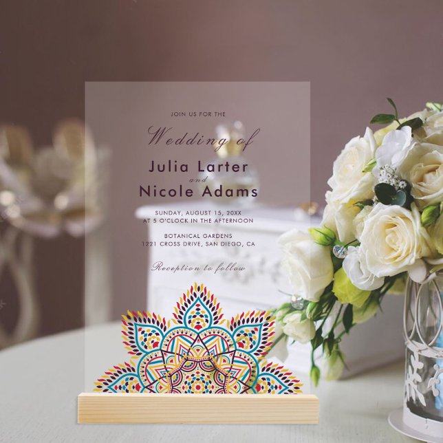 Invitations En Acrylique Geometric Glittering Metallic Luxury Wedding (Créateur téléchargé)