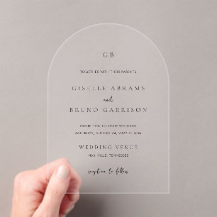 Invitations En Acrylique Giselle Classic Monogramme Mariage élégant