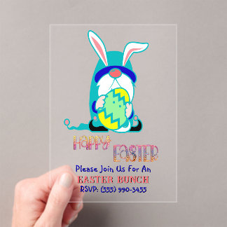 Invitations En Acrylique Gnome & Egg Joyeux brunch de Pâques