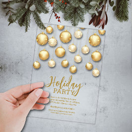 Invitations En Acrylique Gold and White Christmas Tree Ornaments