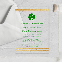 Invitations En Acrylique Gold Foil St. Patrick's Day 1er anniversaire