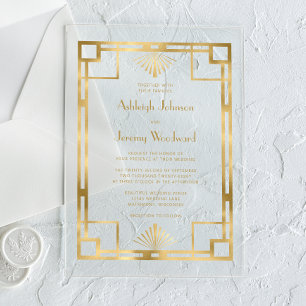 Invitations En Acrylique Gold Geometry Vintage 1920 Déco Mariage