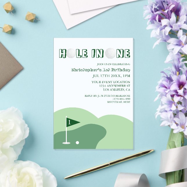 Invitations En Acrylique Golf Boy 1er Anniversaire (Insitu (Mariage))