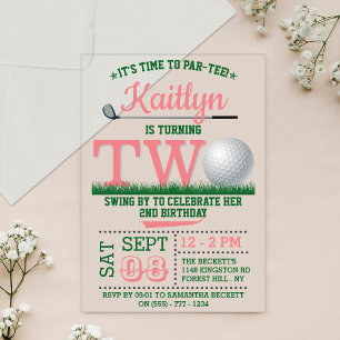 Invitations En Acrylique Golf PAR-TEE 2e anniversaire