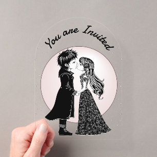 Invitations En Acrylique Gothique Emo Enfants Kiss Valentine's Day