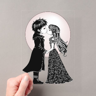 Invitations En Acrylique Gothique Emo Enfants Kiss Valentine's Day