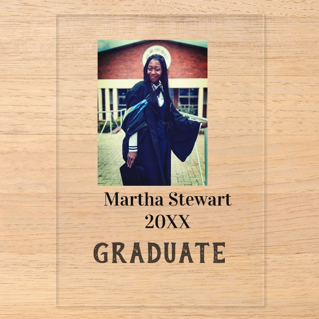 Invitations En Acrylique Graduation photo name year class university simple (Recto)