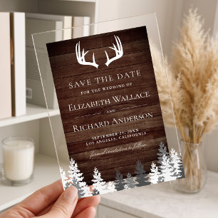 Invitations En Acrylique Grange Rustique Bois Bois de Cerf Mariage Enregist