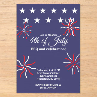 Invitations En Acrylique Graphiques plats patriotiques 4 juillet