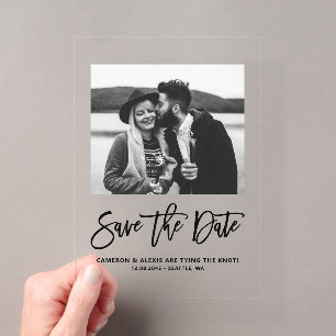 Invitations En Acrylique Gras Moderne Calligraphie Florale Photo