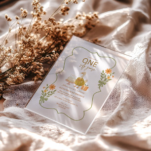 Invitations En Acrylique Green En vichy Silly Goose 1er anniversaire