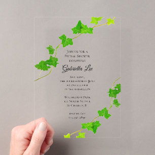 Invitations En Acrylique Green English Vine Fête des mariées