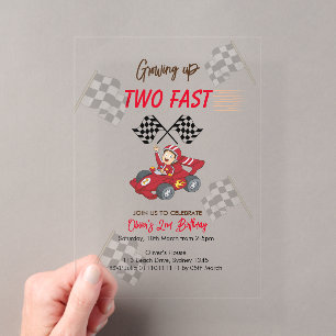 Invitations En Acrylique Grossissant deux jeûnes 2e anniversaire