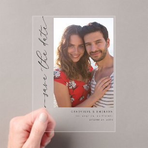 Invitations En Acrylique H MOD 2 Photo simple Enregistrer la date