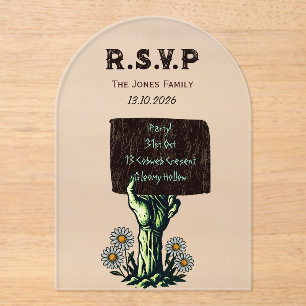 Invitations En Acrylique Halloween gothique à la main Zombie