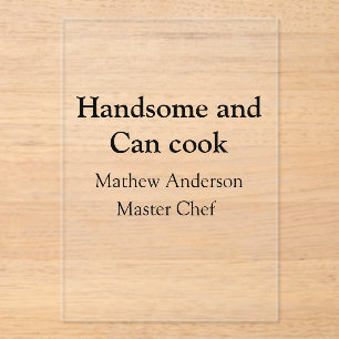 Invitations En Acrylique Handsome et peut cuisiner ajouter nom maître chef 