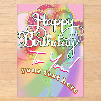 Invitations En Acrylique Happy Birthday 