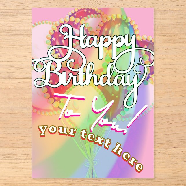 Invitations En Acrylique Happy Birthday  (Recto)