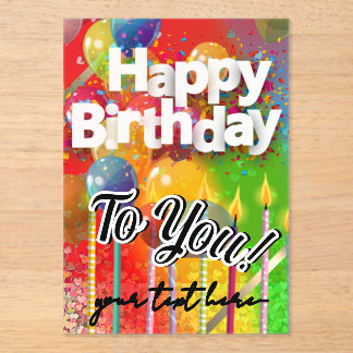 Invitations En Acrylique Happy Birthday  