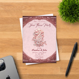 Invitations En Acrylique Harmonie en rose, majestueuse clef trible stylisée