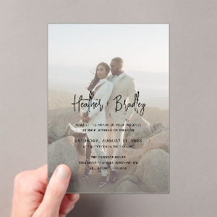 Invitations En Acrylique Heather Elegant Minimal Mariage moderne