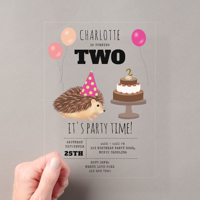 Invitations En Acrylique Hedgehog Mushroom Woodland Forest Funny Birthday (In situ (ordinateur de poche))