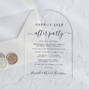 Invitations En Acrylique Heureusement Jamais Après La Réception De Mariage 