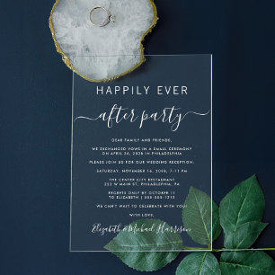 Invitations En Acrylique Heureusement Jamais Après La Réception De Mariage 