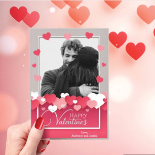 Invitations En Acrylique Heureux Valentine's Photo Red Pink Hearts