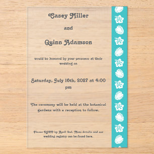 Invitations En Acrylique Hibiscus Tropical dans une Mariage Acrylique Turqu