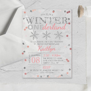 Invitations En Acrylique Hiver ONE derland 1er anniversaire