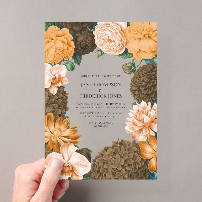 Invitations En Acrylique Honey Rose, Apricot Fleur & Toffee Bloom Wedding (In situ (ordinateur de poche))