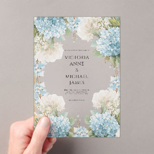 Invitations En Acrylique Hortensias bleus Élégant mariage