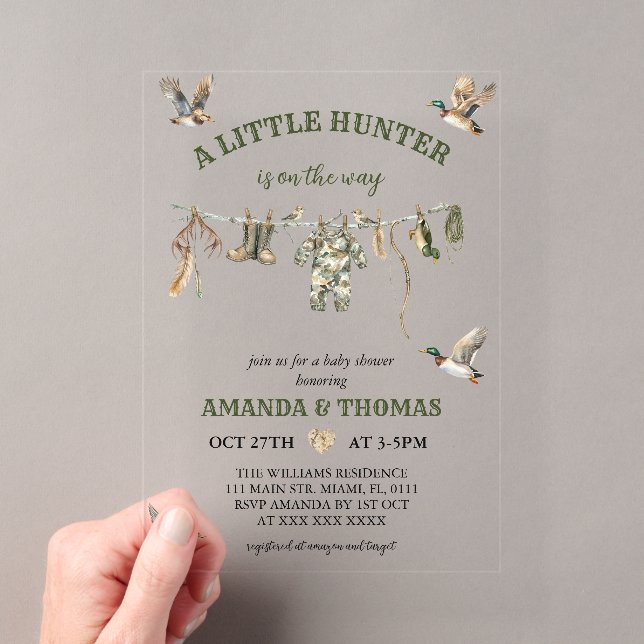 Invitations En Acrylique Hunting Boy Baby Shower  (In situ (ordinateur de poche))