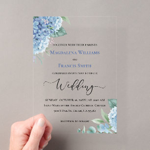 Invitations En Acrylique Hydrangea aquarelle mariage
