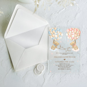 Invitations En Acrylique Il ou Elle Ours Révélation du Sexe