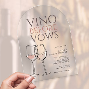 Invitations En Acrylique Illustration de gribouillis Vino Before Vows Enter