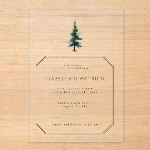 Invitations En Acrylique Illustration élégante d'un arbre vert