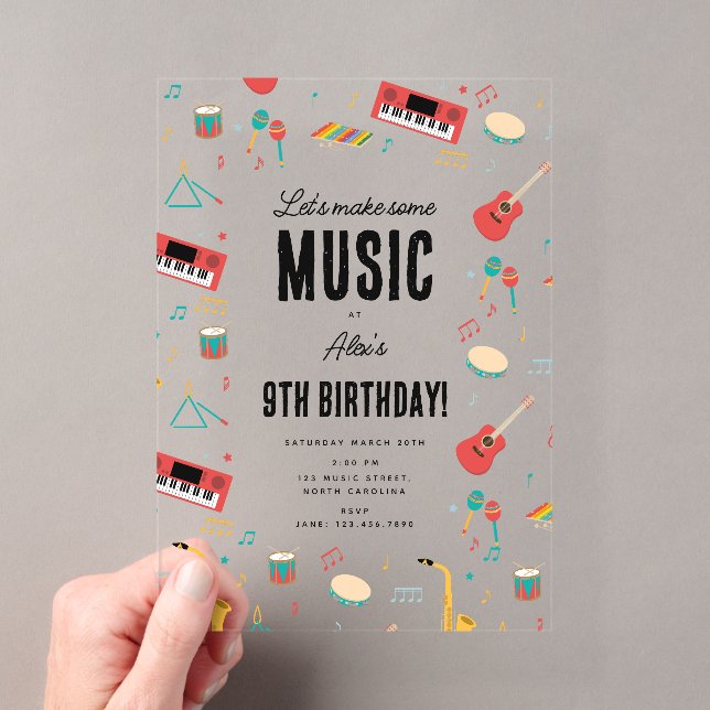 Invitations En Acrylique Instruments de musique Musique Thème Anniversaire (In situ (ordinateur de poche))