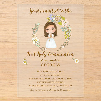 Invitations En Acrylique Invitación acrílico GEORGIA Primera Comunión