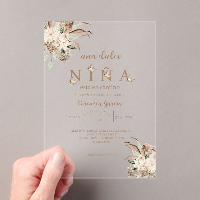 Invitations En Acrylique Invitacion de baby shower beige (In situ (ordinateur de poche))