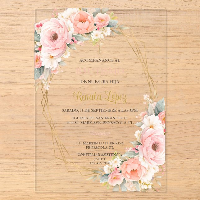 Invitations En Acrylique Invitacion de bautismo (Recto)