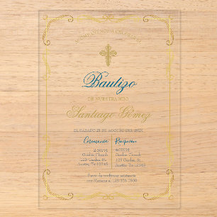Invitations En Acrylique Invitación de bautismo para niño