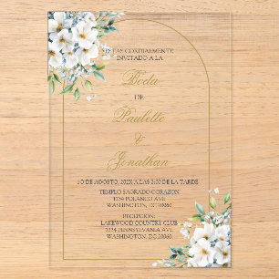 Invitations En Acrylique Invitacion de boda con ramo blanco