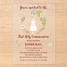 Invitations En Acrylique Invitación de Comunión sobre acrílico ESMERALDA