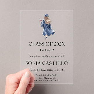 Invitations En Acrylique Invitación de graduation en español