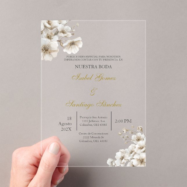 Invitations En Acrylique Invitación en Español para boda (In situ (ordinateur de poche))