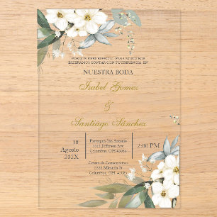 Invitations En Acrylique Invitación en Español para boda