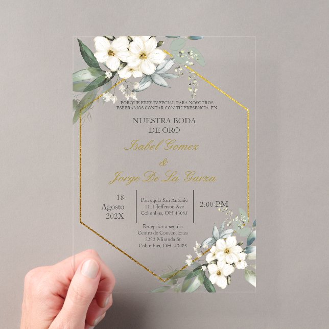 Invitations En Acrylique Invitación para boda de oro (In situ (ordinateur de poche))