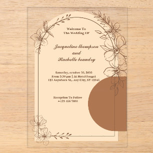 Invitations En Acrylique Invitations de mariage acrylique Brown personnalis